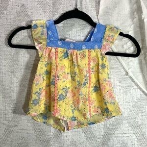 Little Lass floral print square neck puff sleeve top size 3T